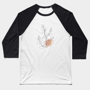 One Line Leaves Botanical Abstract Baseball T-Shirt